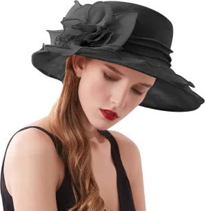 Women Derby Church Hat Fascinator Hat Wide Brim Sun Bucket Hat Kentucky Church Derby Hat Party Bridal Dress Hat