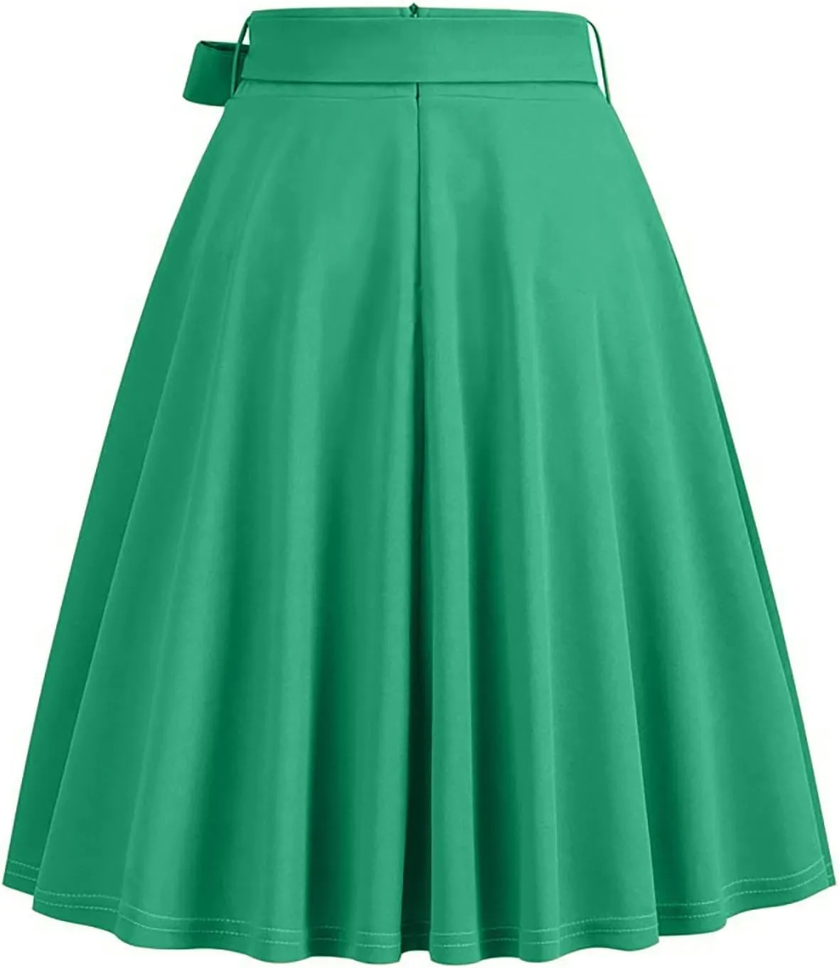 Women Elegant Hepburn Style Midi Skirt, High Waist Ruffle Ruched Swing Skirts Fashion Rockabilly Prom Party Clothes