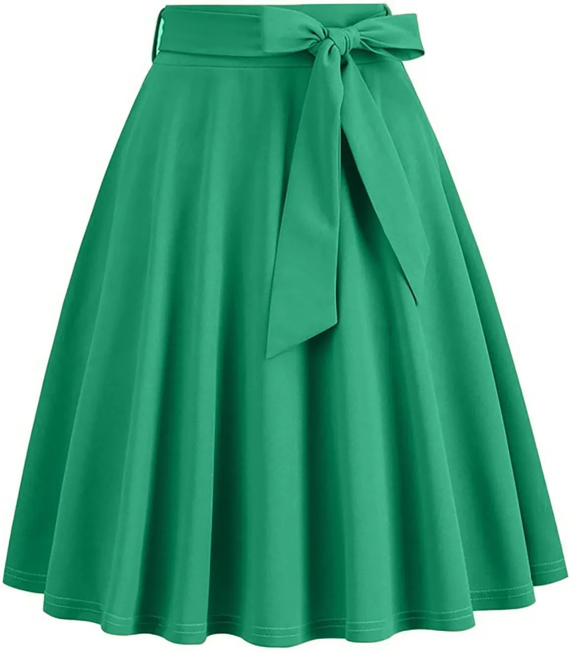 Women Elegant Hepburn Style Midi Skirt, High Waist Ruffle Ruched Swing Skirts Fashion Rockabilly Prom Party Clothes