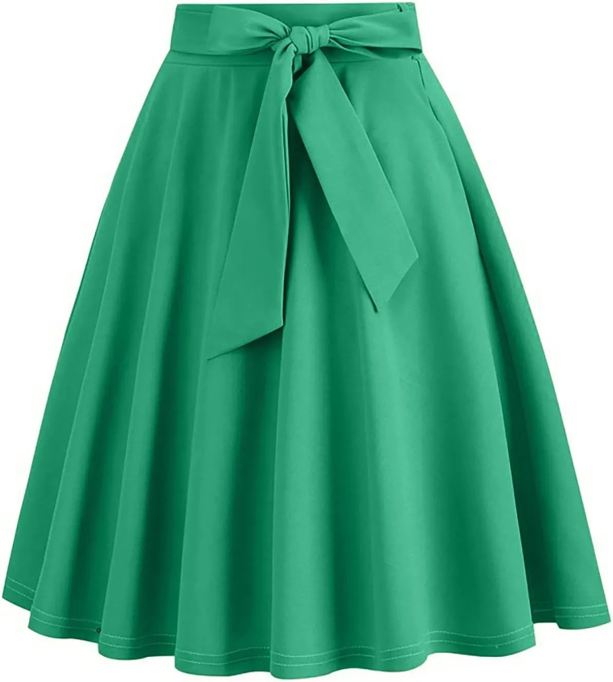 Women Elegant Hepburn Style Midi Skirt, High Waist Ruffle Ruched Swing Skirts Fashion Rockabilly Prom Party Clothes