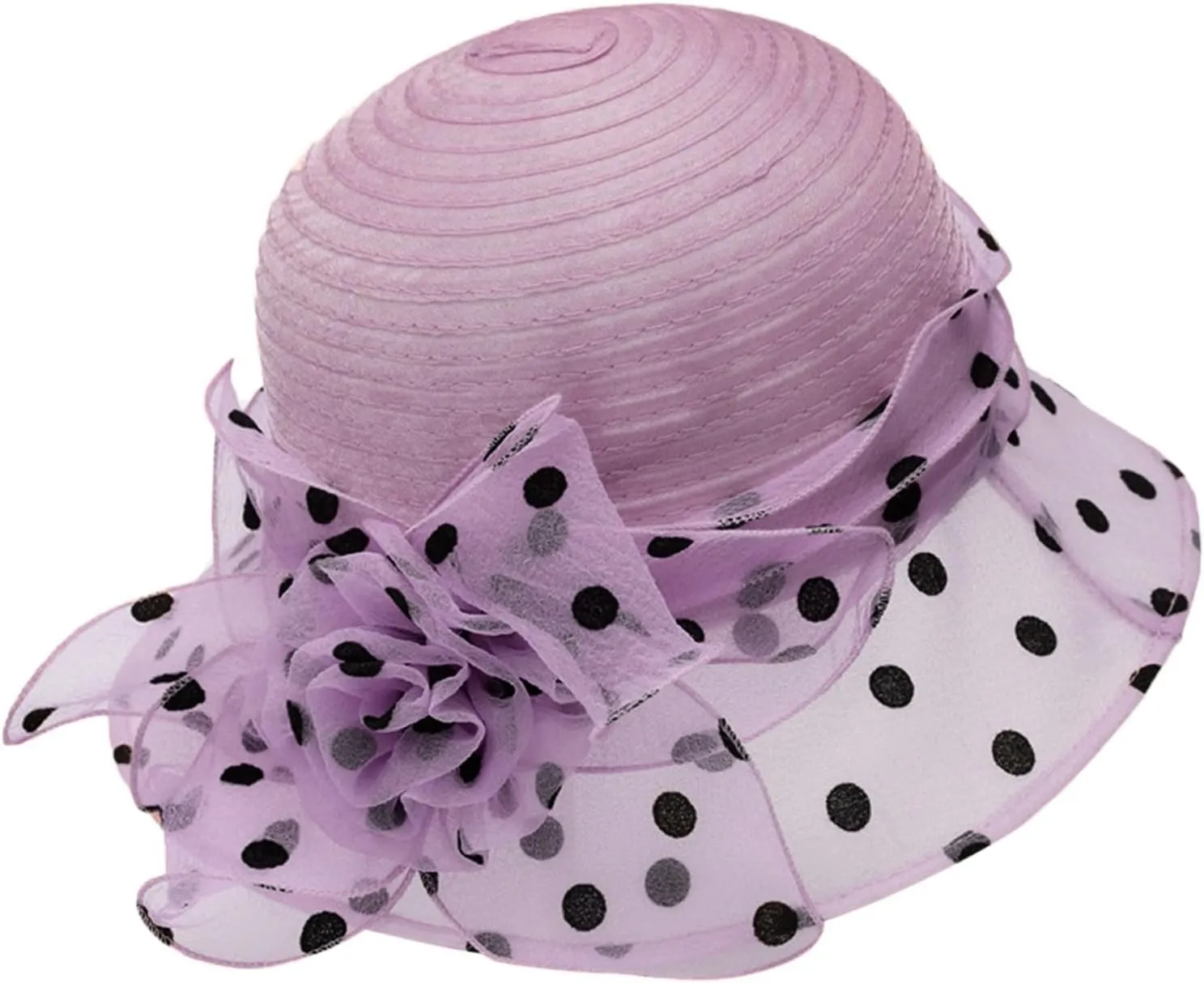 Women Kentucky Organza Derby Hat Wide Brim Summer Polka Dot Sun Hat for Bridal Wedding Church Tea Parties