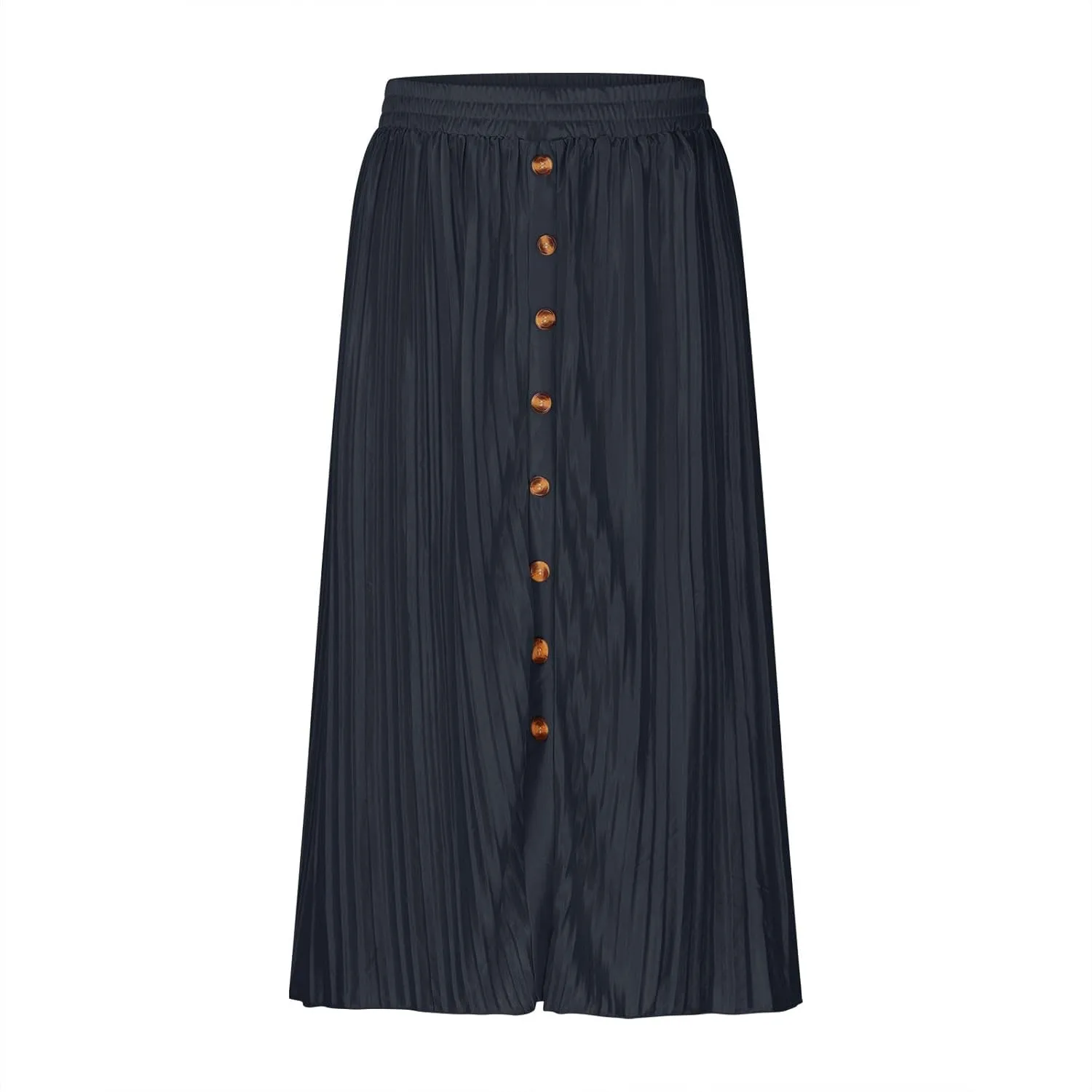 Women Lightweight Casual Flowy Long Skirt, Solid Color Basic Ruched Loose Summer Skirts Elastic Waist Comfy Breathable