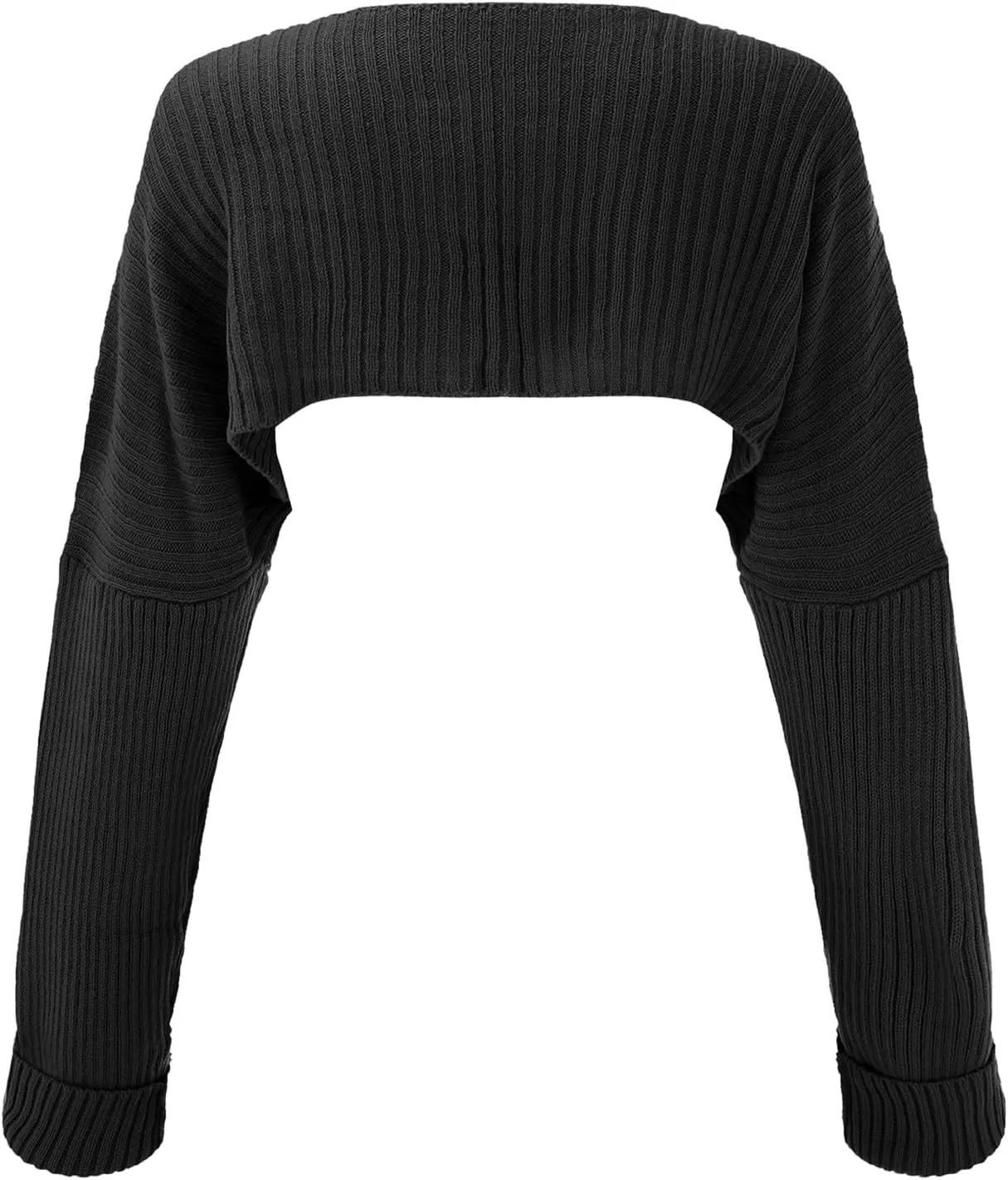 Women Long e Open Front Ribbed Knit Crop Cardigan Solid Loose Drop Shoulder Bolero Crop Sweater Top Warm