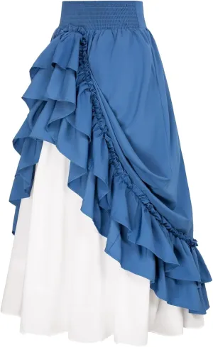 Women Medieval Gothic Steampunk Asymmetrical High Low Skirt Pirate Skirt Peasant Maxi High Waist Skirts