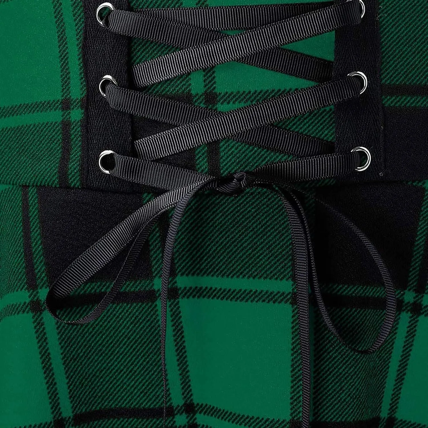 Women Plaid Mini Skirts A Line Pleated Skirts Lace Up Casual Skirts High Waist Skater Skirts Vintage Casual Skirts