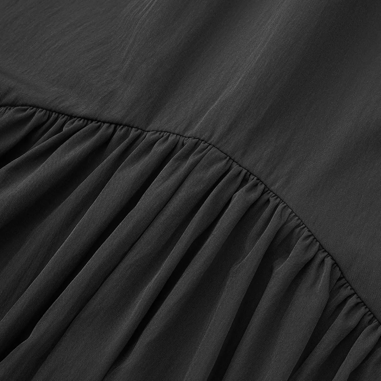 Women Ruched Ruffle Hem Long Skirt, Solid Color Comfy Drawstring Casual Skirts Loose Flowy Summer Clothes with Pockets