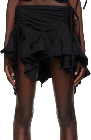Women Ruffle Y2k Mini Skirt Low Rise Pleated Fairy Skirts Frilly Layered Asymmetrical Lace Short Skirt