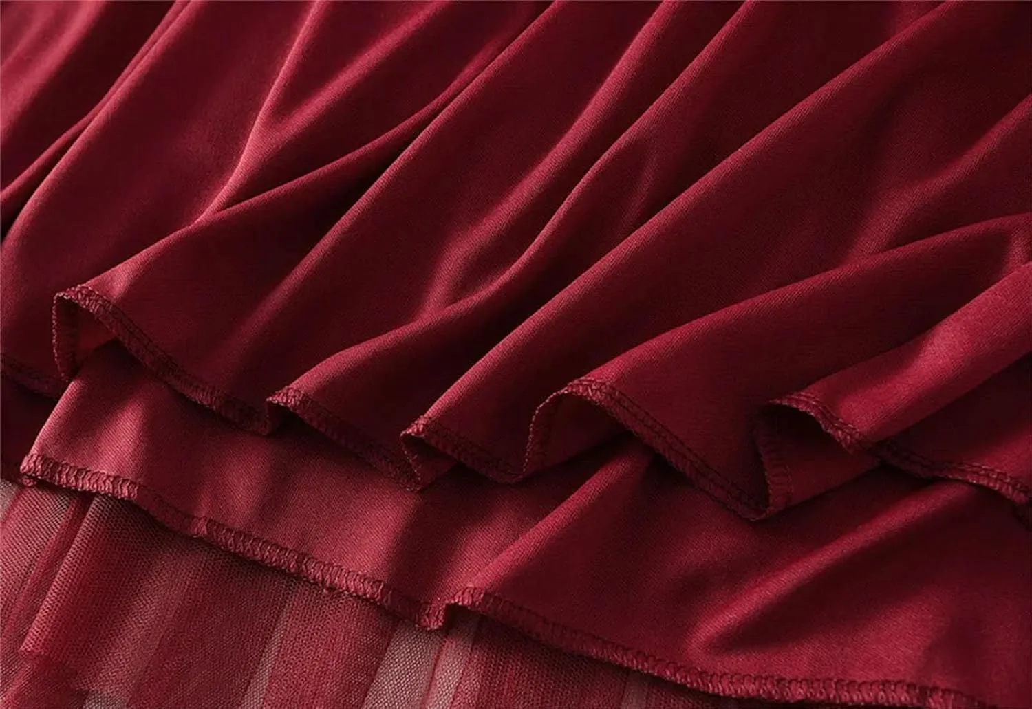 Women Ruffles Tiered A Line Tulle Long Skirts Casual Elastic Waist Mesh Skirts