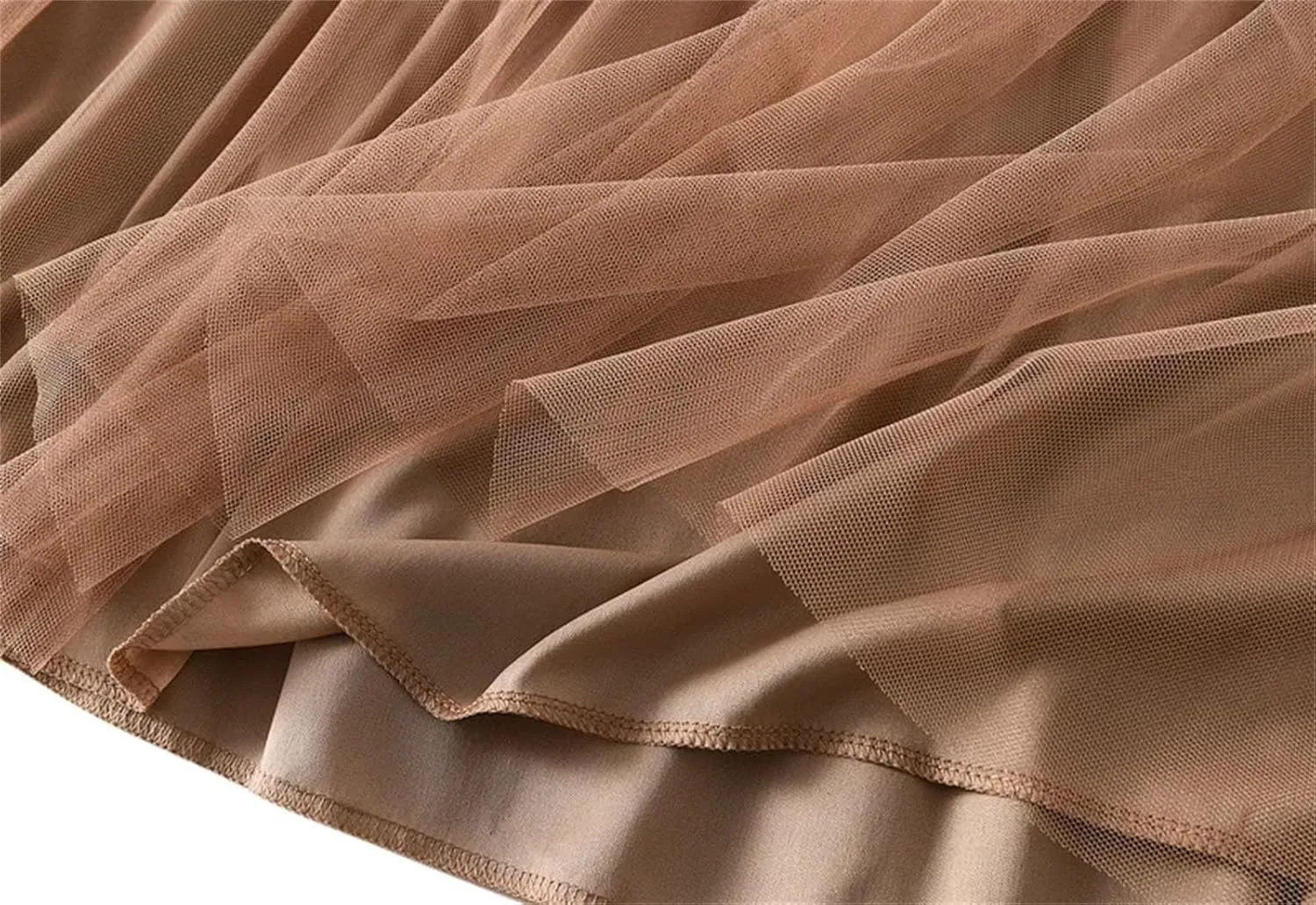 Women Ruffles Tiered A Line Tulle Long Skirts Casual Elastic Waist Mesh Skirts