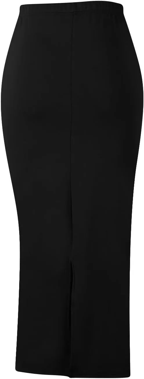 Women Sexy Bodycon Pencil Long Skirt, Solid Color Basic Wrap Slim Fit Skirts Business Elegant Casual Work Office Clothes