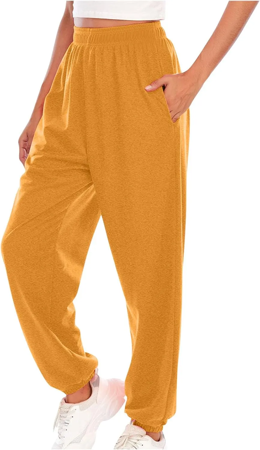 Women's Active High Waisted Sports Gym Athletic Fit Jogger Sweatpants Baggy Lounge Pants Outwear Trousers