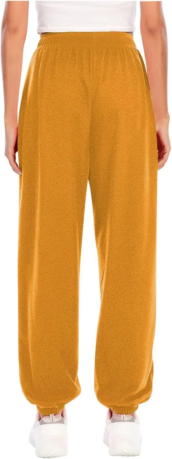 Women's Active High Waisted Sports Gym Athletic Fit Jogger Sweatpants Baggy Lounge Pants Outwear Trousers