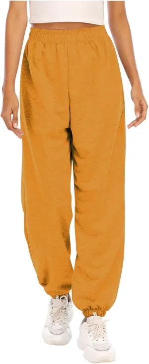Women's Active High Waisted Sports Gym Athletic Fit Jogger Sweatpants Baggy Lounge Pants Outwear Trousers