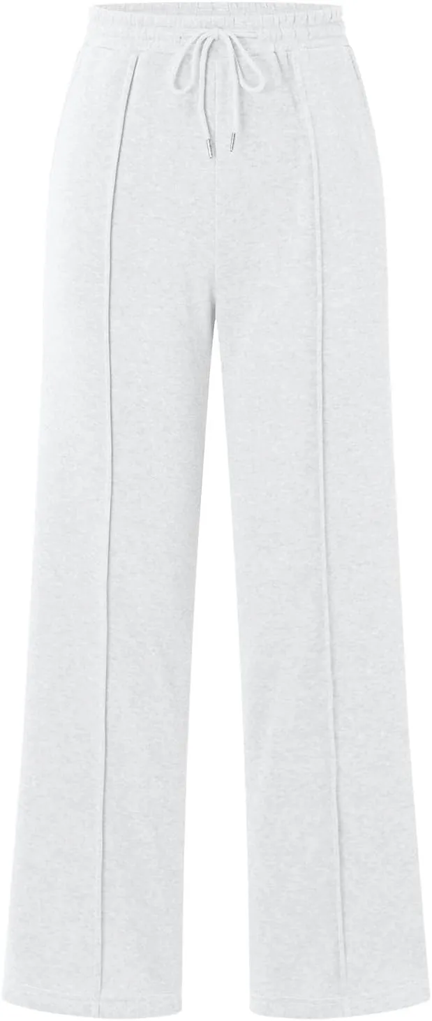 Women's Baggy Sweatpants Fleece High Waisted Joggers with Pockets Comfy Workout Elastic Waist Jogging Pants