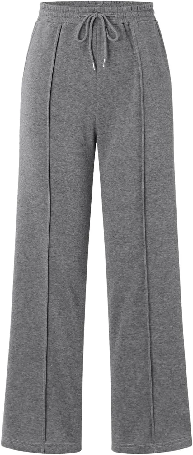 Women's Baggy Sweatpants Fleece High Waisted Joggers with Pockets Comfy Workout Elastic Waist Jogging Pants