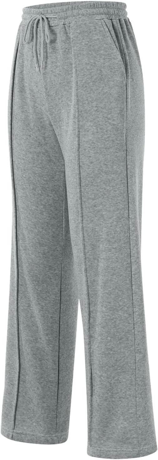 Women's Baggy Sweatpants Fleece High Waisted Joggers with Pockets Comfy Workout Elastic Waist Jogging Pants