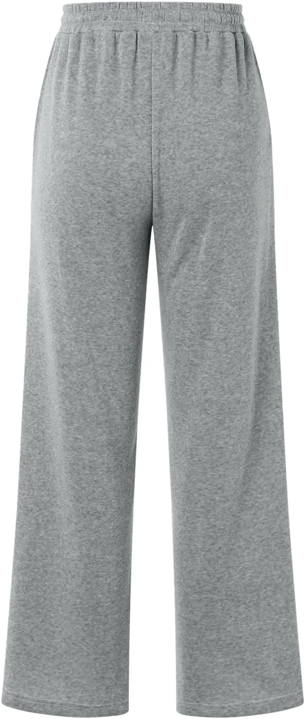 Women's Baggy Sweatpants Fleece High Waisted Joggers with Pockets Comfy Workout Elastic Waist Jogging Pants