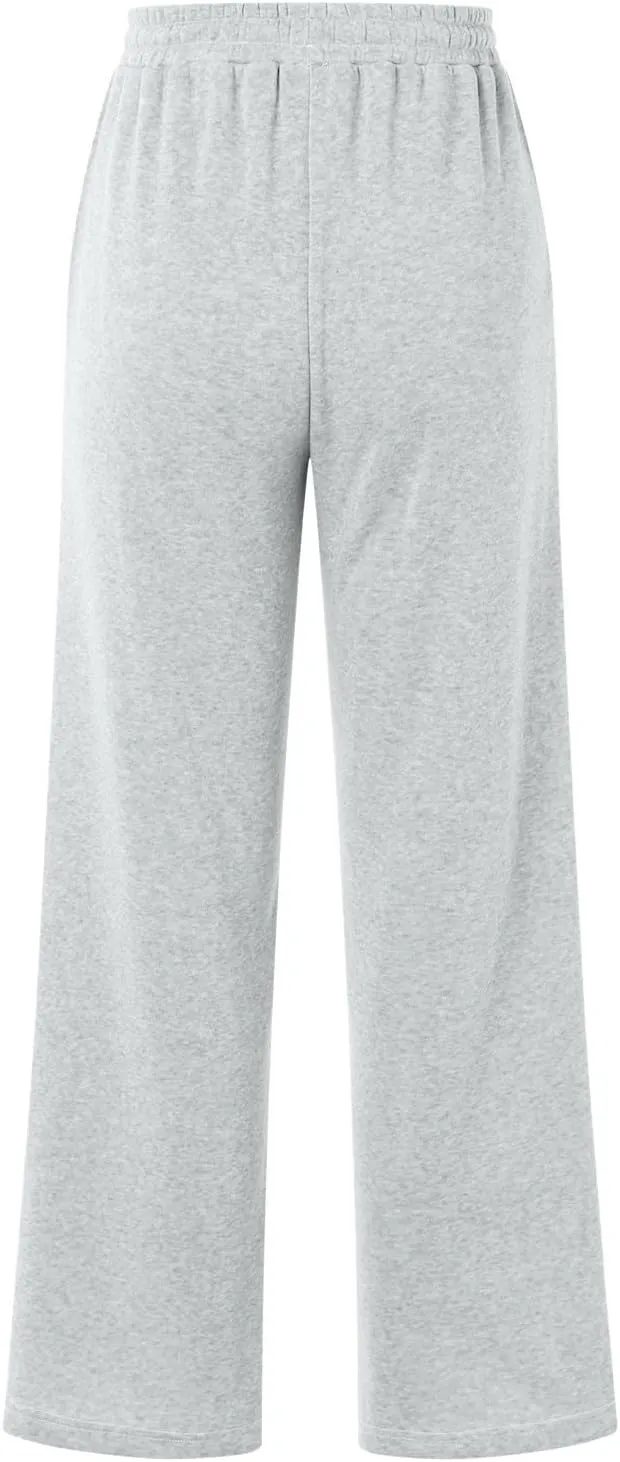 Women's Baggy Sweatpants Fleece High Waisted Joggers with Pockets Comfy Workout Elastic Waist Jogging Pants
