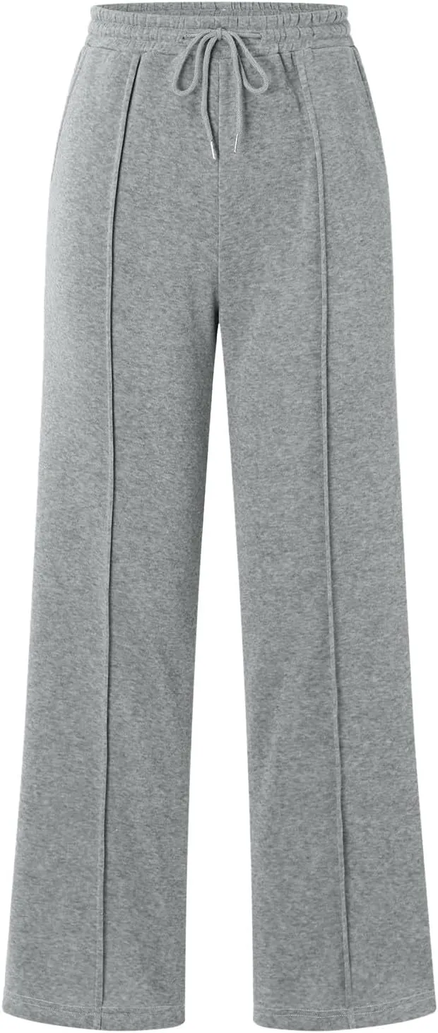 Women's Baggy Sweatpants Fleece High Waisted Joggers with Pockets Comfy Workout Elastic Waist Jogging Pants