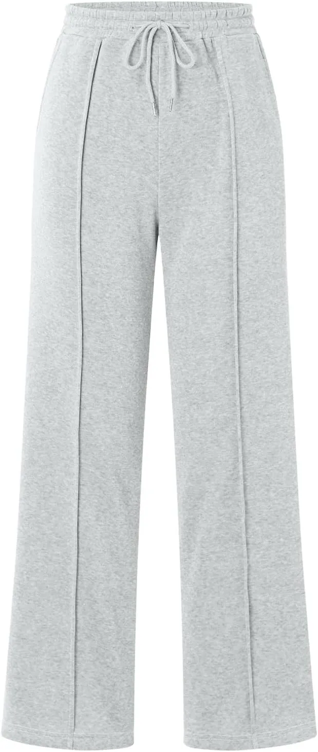 Women's Baggy Sweatpants Fleece High Waisted Joggers with Pockets Comfy Workout Elastic Waist Jogging Pants