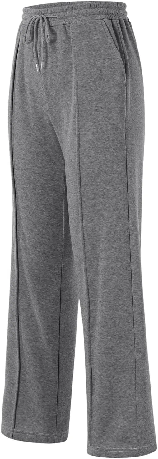 Women's Baggy Sweatpants Fleece High Waisted Joggers with Pockets Comfy Workout Elastic Waist Jogging Pants