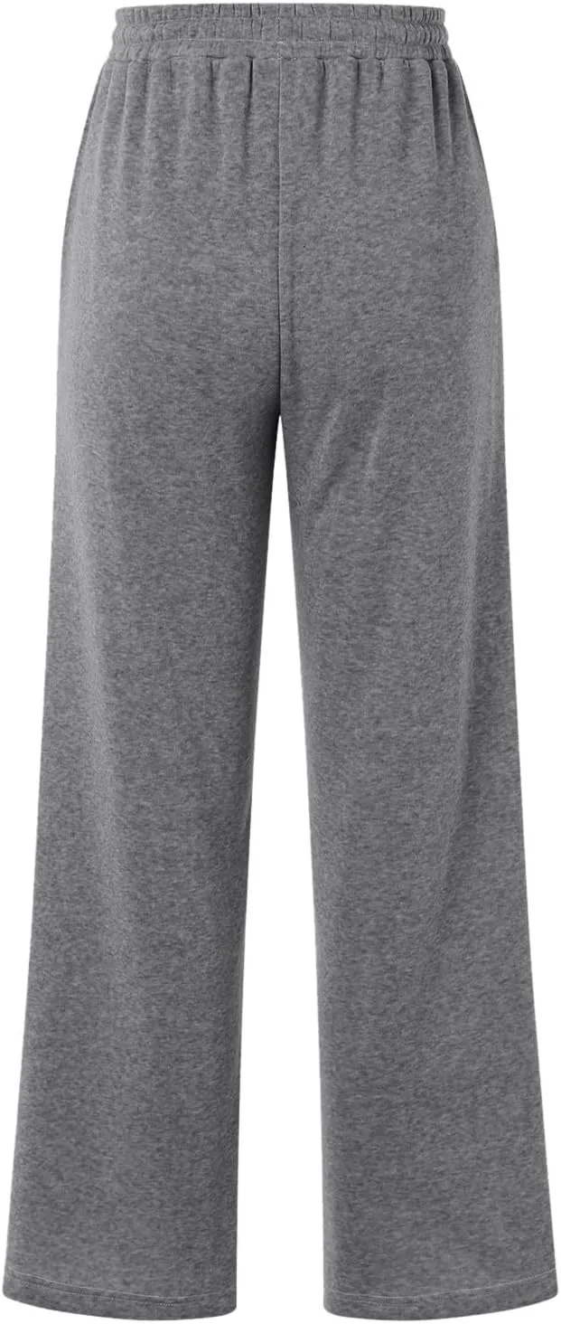Women's Baggy Sweatpants Fleece High Waisted Joggers with Pockets Comfy Workout Elastic Waist Jogging Pants