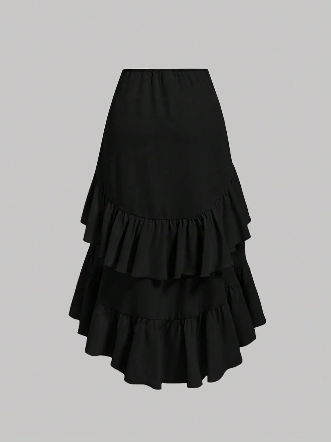 Women's Basic Summer Women's High-Low Hem Drawstring Ruffled Party Lunch Long Skirt Casual Skirts