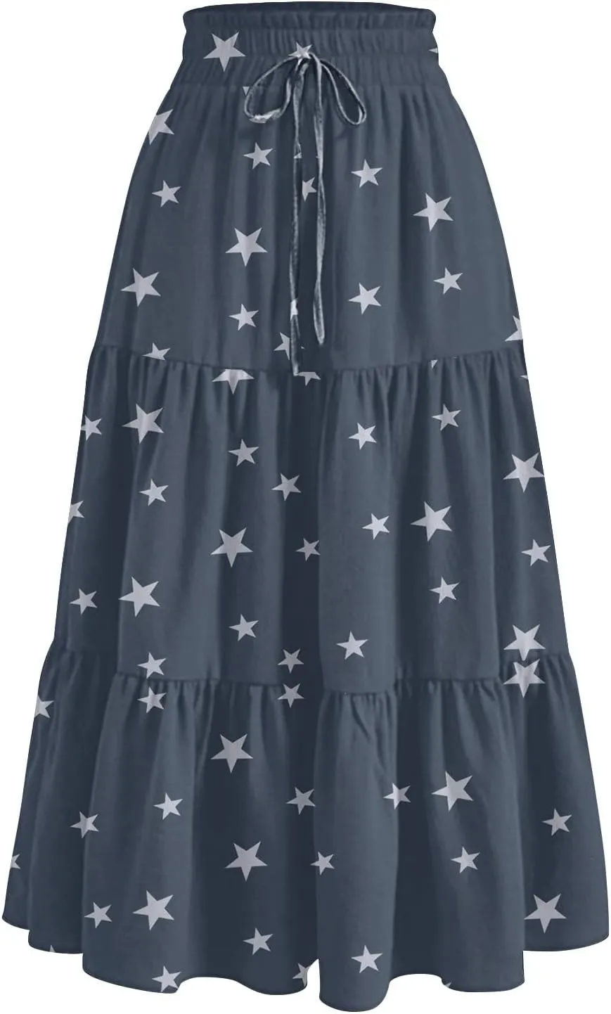Women's Boho Skirt Floral Printing Drawstring Elastic Waist Ruched Hem Skirts Fashion Casual Vacation Skirt