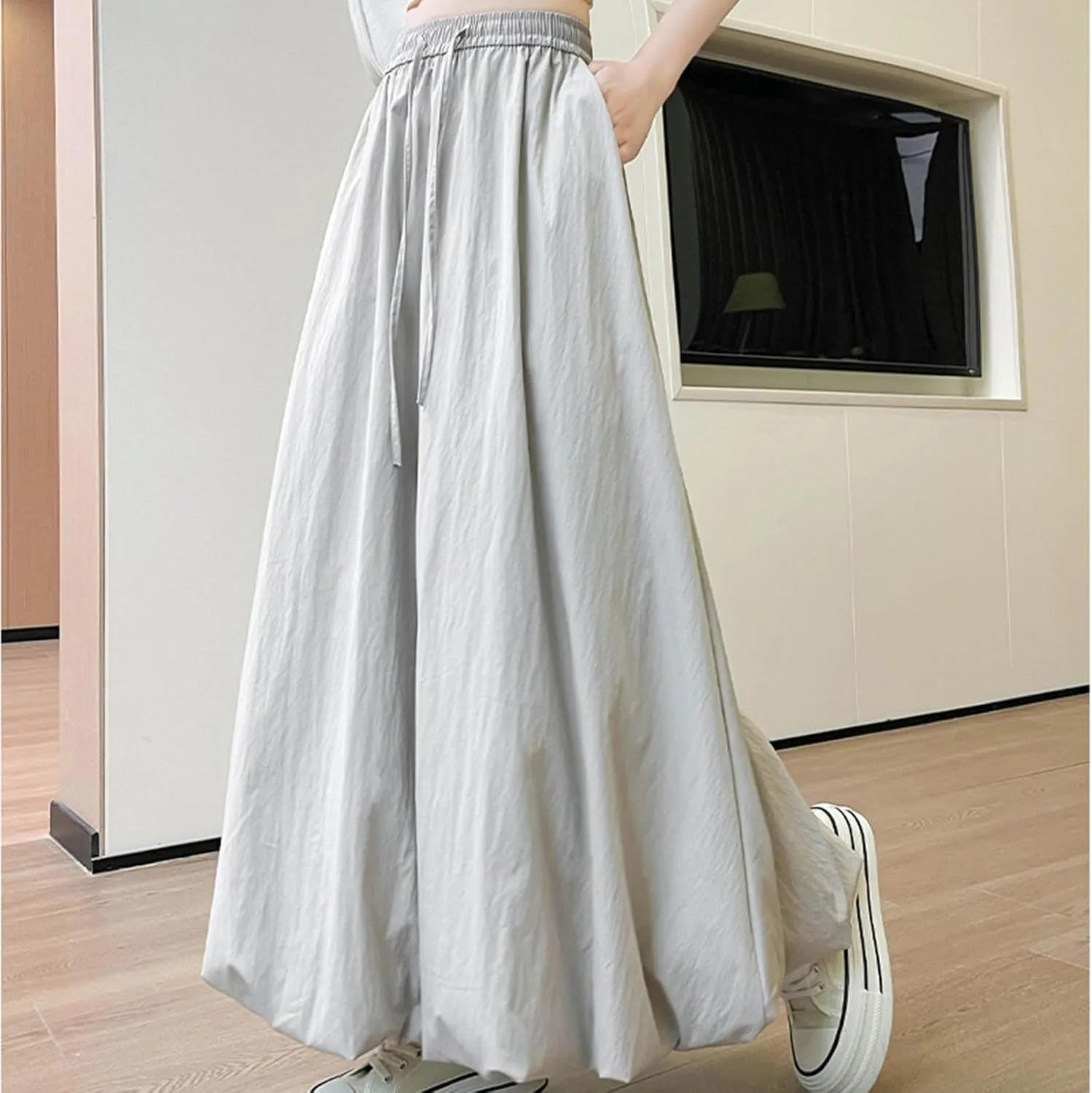 Womens Bubble Skirt Y2k Trendy Going Out High Waisted A-Line Long Skirt Ruffle Pleated Summer Casual Puff Midi Dress