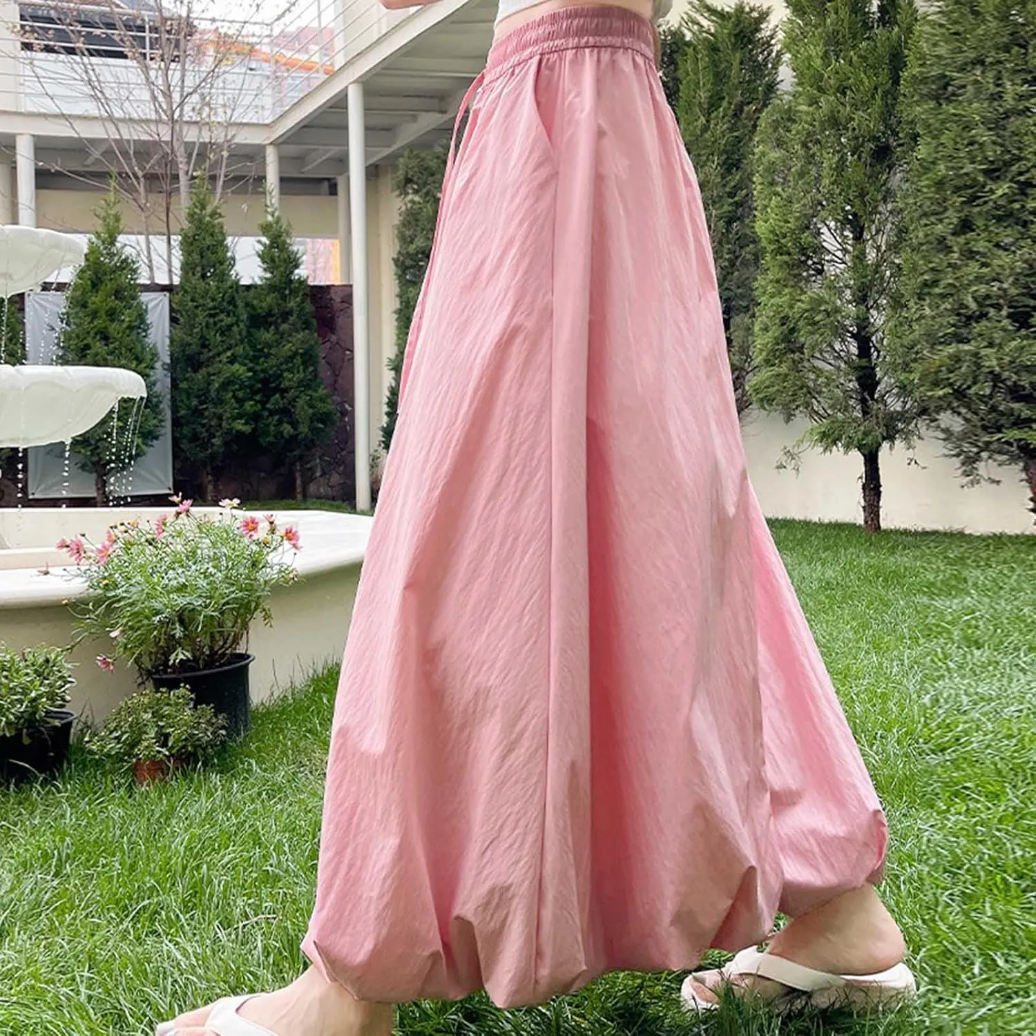 Womens Bubble Skirt Y2k Trendy Going Out High Waisted A-Line Long Skirt Ruffle Pleated Summer Casual Puff Midi Dress