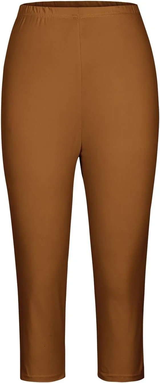 Womens Capri Leggings Summer Beach Cropped Pants Workout Joggers Hollow Out Stretchy Yoga Lounge Trouser with Pocket