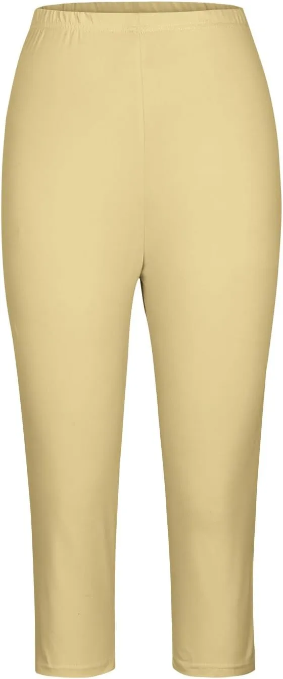 Womens Capri Leggings Summer Beach Cropped Pants Workout Joggers Hollow Out Stretchy Yoga Lounge Trouser with Pocket