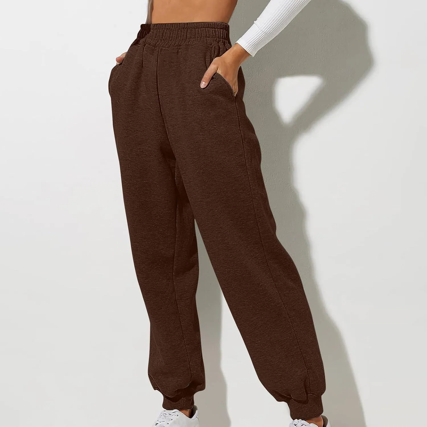 Womens Casual Trouses High Waisted Leggings Soft Comfortable Pants for Travel Sports Solid Color Sweatpants Women