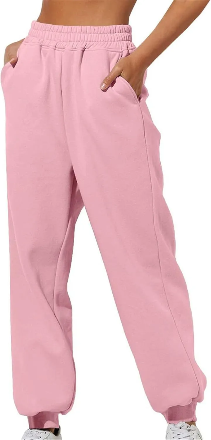Womens Fleece Lined Sweatpants Women Printed Casual Pants Sports Closed Waist Elastic Waist Casual Loose Sweatpants