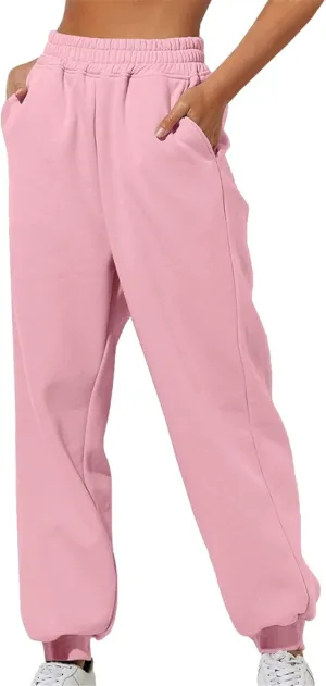 Womens Fleece Lined Sweatpants Women Printed Casual Pants Sports Closed Waist Elastic Waist Casual Loose Sweatpants