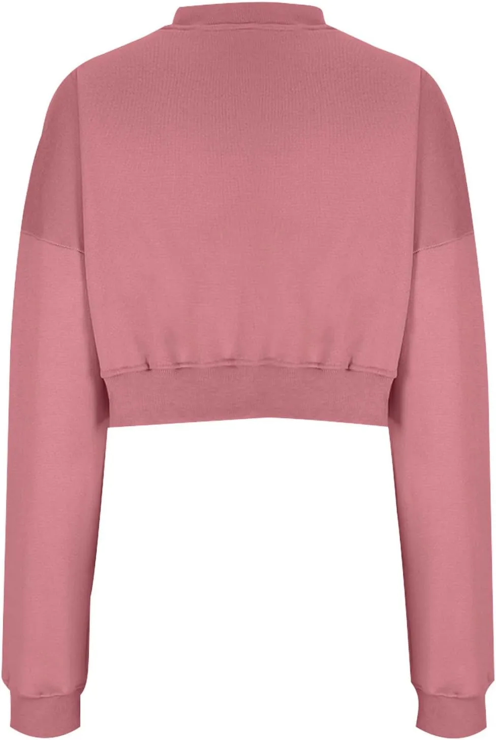 Women's Fleece Lined Sweatshirt Drop Shoulder Slouchy Cropped Tops Long Sleeve Crew Neck Pullover Fall Preppy Clothes