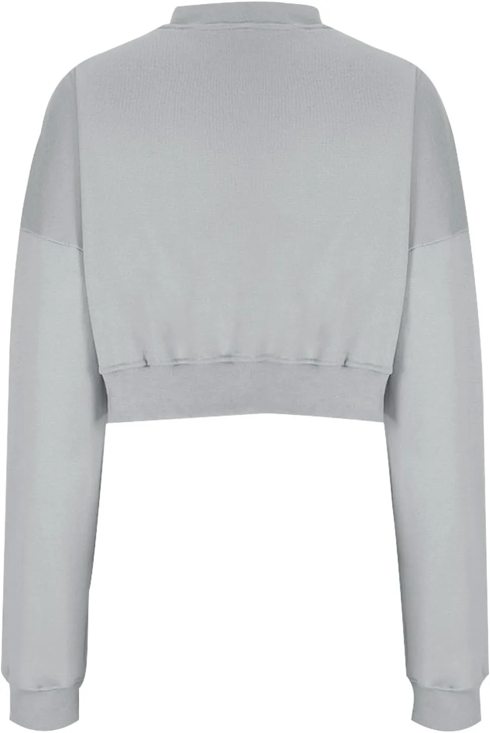 Women's Fleece Lined Sweatshirt Drop Shoulder Slouchy Cropped Tops Long Sleeve Crew Neck Pullover Fall Preppy Clothes