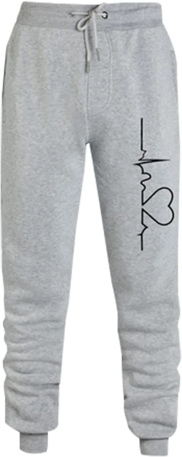 Womens Fleece Sweatpants 2023 Heart Print High Waisted Casual Soft Jogger Pants Cinch Bottom Athletic Lounge Pants