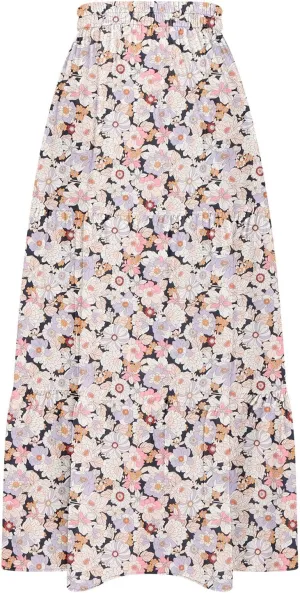 Women's Floral Long Skirts Split Summer Skirts Elastic Waist Flowy Maxi Skirt A Line Beach Skirts Boho Casual Skirts