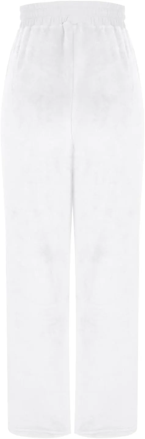 Womens Fuzzy Fleece Sweatpants Winter Warm Wide Leg Lounge Pants Comfy Soft Sherpa Pajama Sleepwear with Pockets