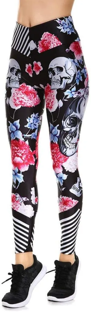Women's High Waist Quick Dry Running Tights Printed Training Compression Workout Pants