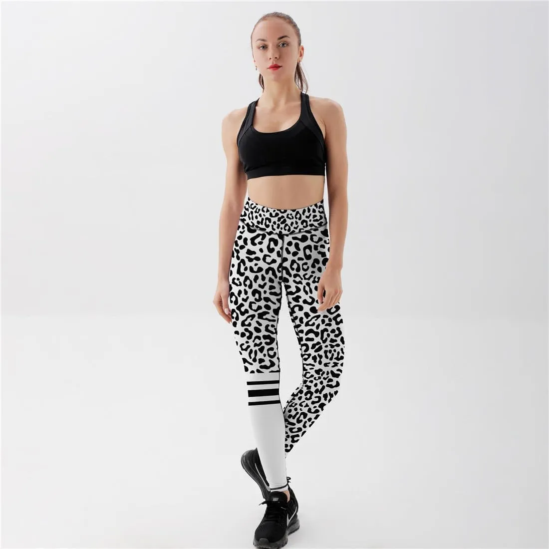 Women's High Waist Quick Dry Running Tights Printed Training Compression Workout Pants