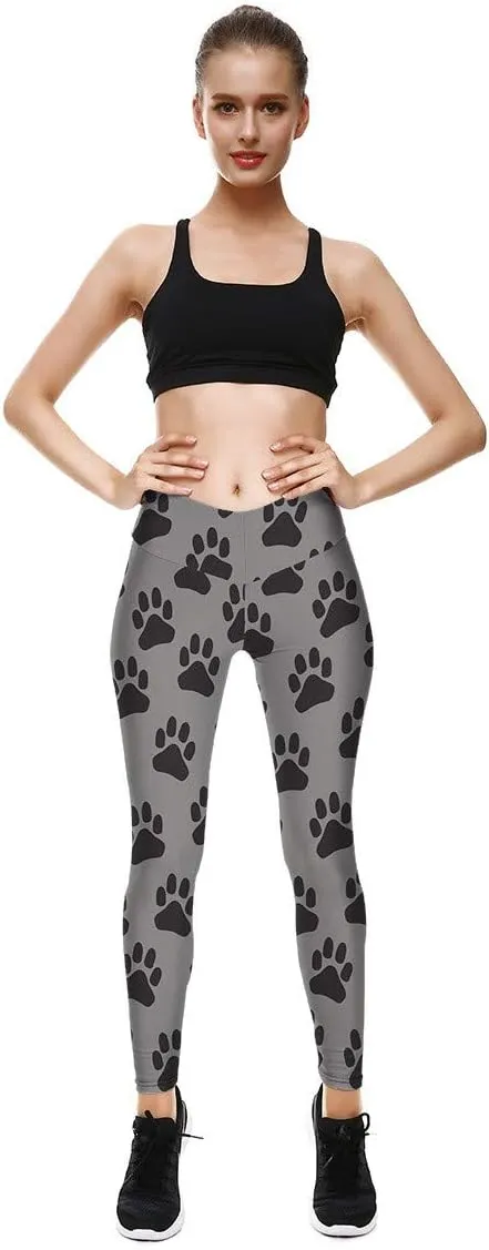 Women's High Waist Quick Dry Running Tights Printed Training Compression Workout Pants