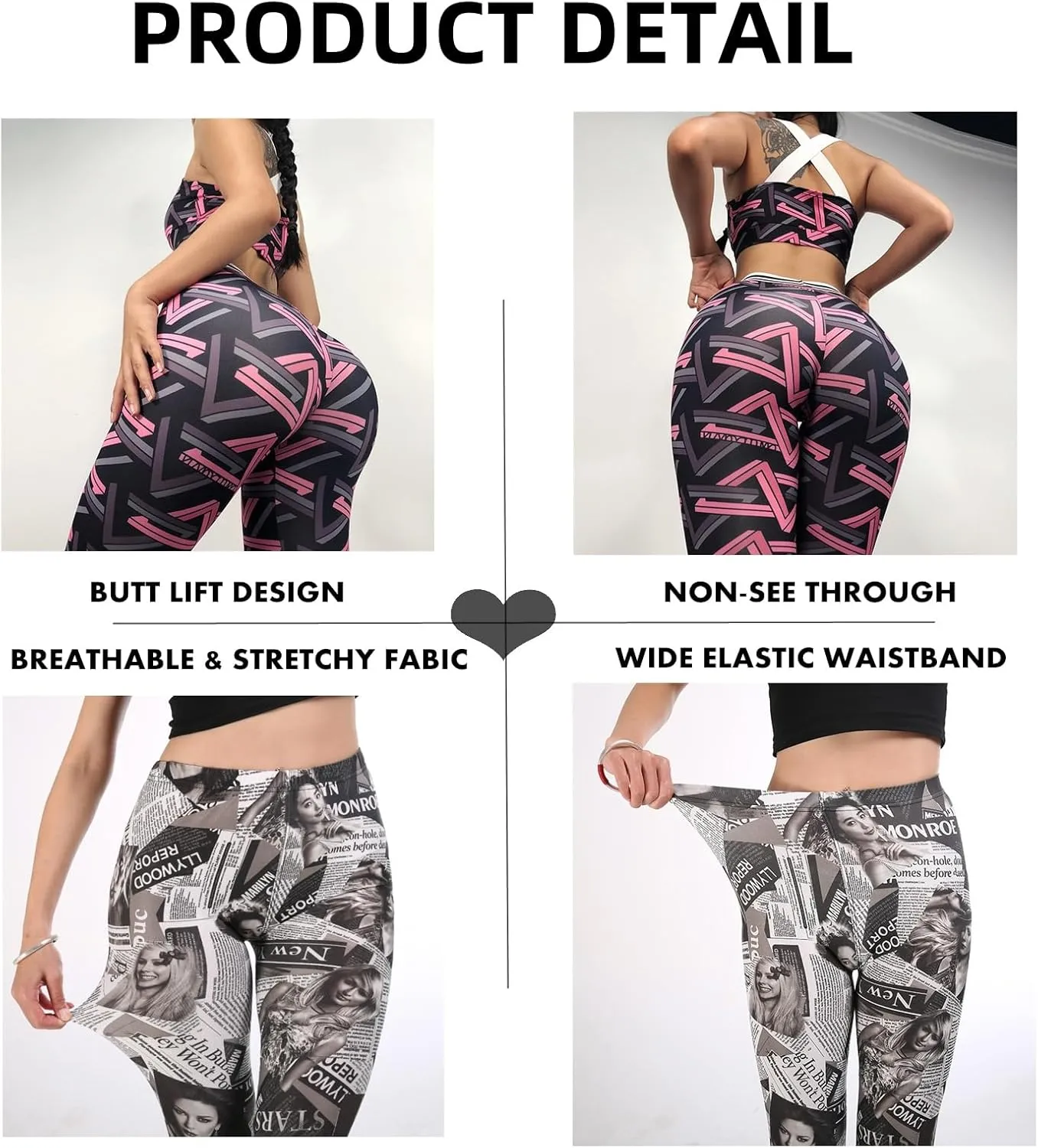 Women's High Waist Quick Dry Running Tights Printed Training Compression Workout Pants