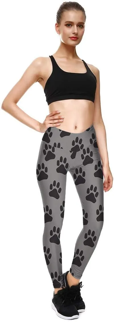 Women's High Waist Quick Dry Running Tights Printed Training Compression Workout Pants