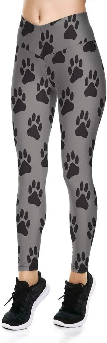 Women's High Waist Quick Dry Running Tights Printed Training Compression Workout Pants