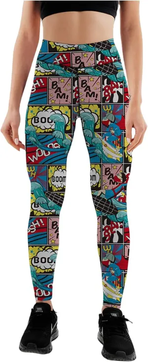 Women's High Waist Quick Dry Running Tights Printed Training Compression Workout Pants