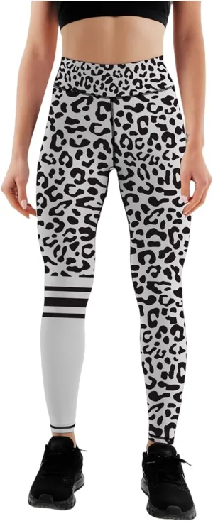 Women's High Waist Quick Dry Running Tights Printed Training Compression Workout Pants