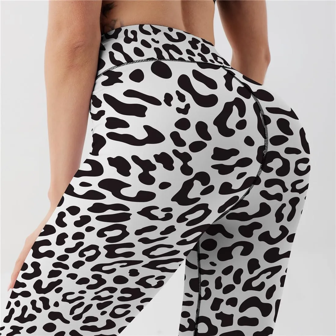 Women's High Waist Quick Dry Running Tights Printed Training Compression Workout Pants