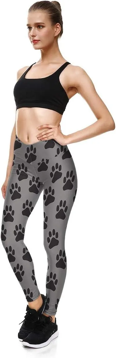 Women's High Waist Quick Dry Running Tights Printed Training Compression Workout Pants